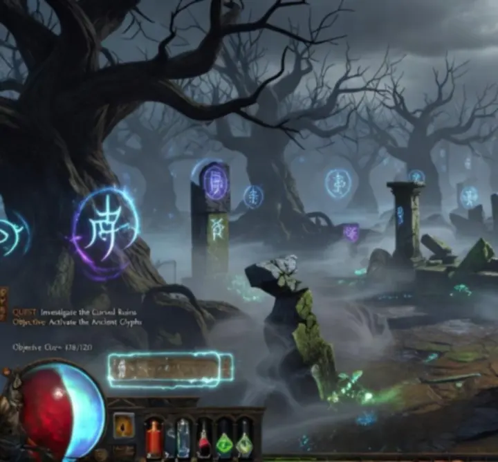 Dark fantasy environment from Path of Exile showing the harsh world of Wraeclast